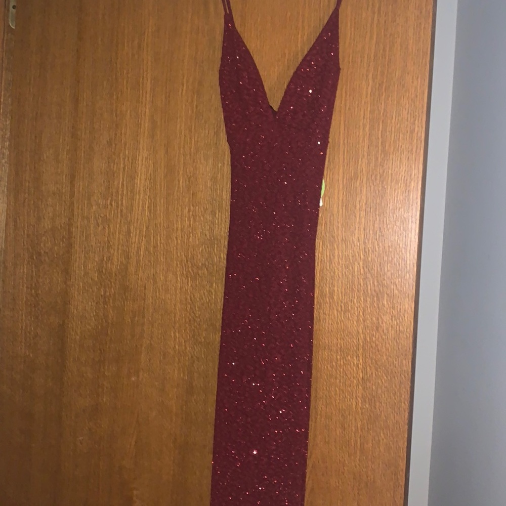 Prom dress- Windsor tight fitting low cut stretchy red wine brand new